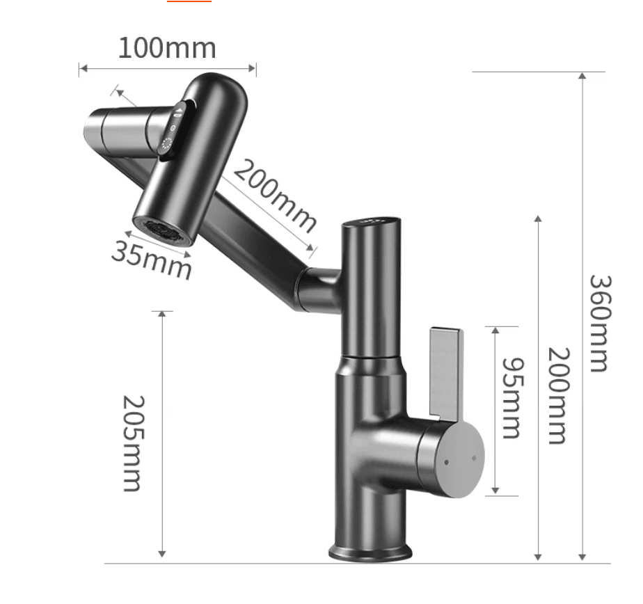 Kitchen Taps, 360 Swivel Kitchen Mixer Tap with Temperature Display, Height Adjustable Sink Tap in Stainless Steel_09