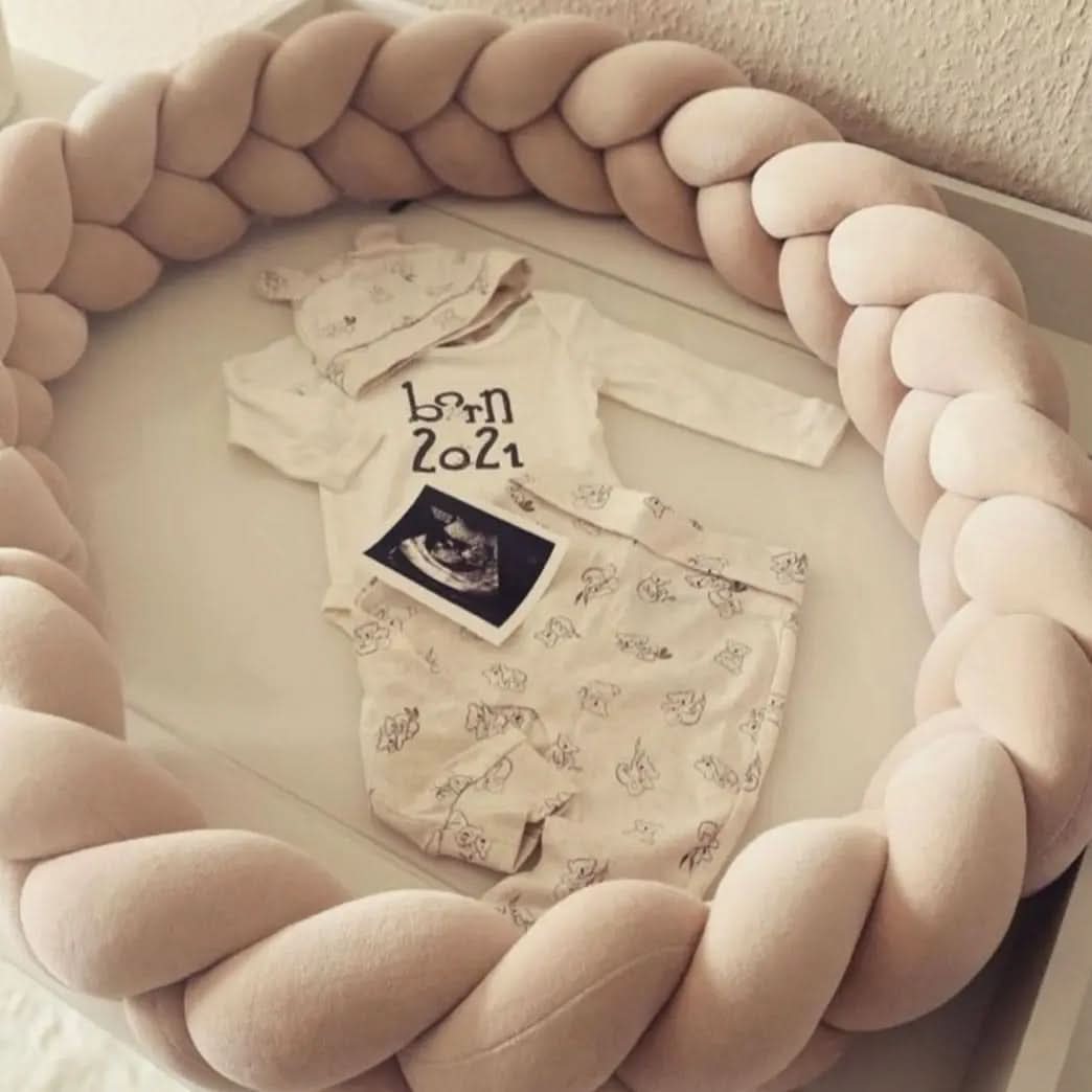 Braided Cot Bumper, Cotton Woven Crib Bumper in 1 to 4 m Lengths, Nursery Decor in Solid Colours