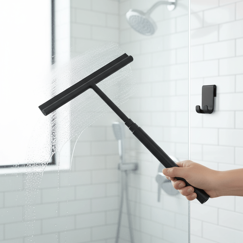 Shower Squeegee with Extendable Handle, Telescopic Shower Cleaner for Glass and Tile, Floor Squeegee with Silicone Blade