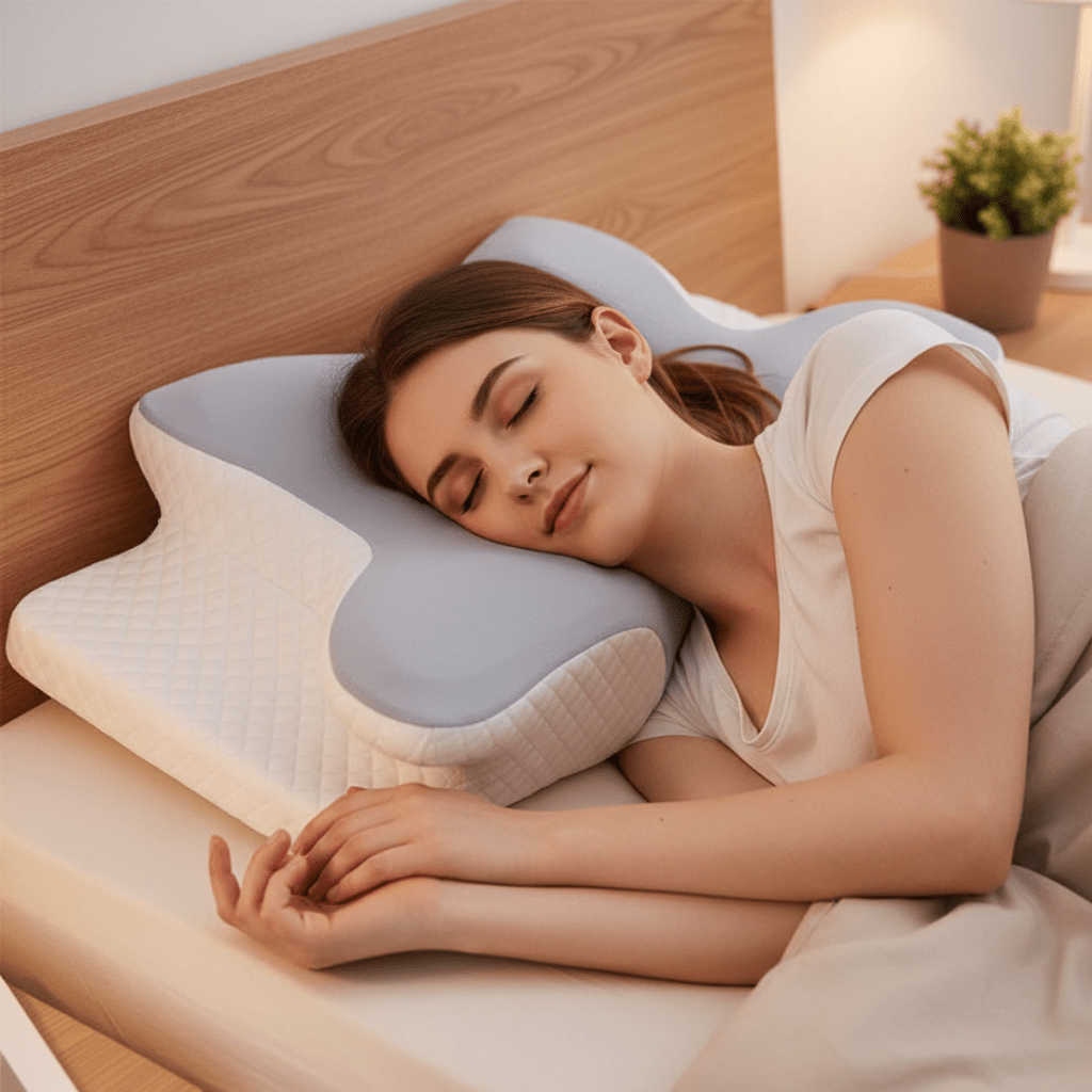 Memory Foam Pillow for Neck Pain, Orthopaedic Pillow for Side Sleepers, Cervical Support Pillow with Washable Cover