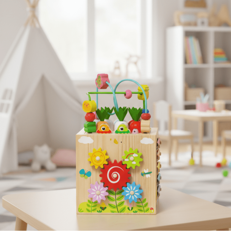 Activity Cube for Toddlers from 18 Months, Soft Play Cube with Bead Maze, Toys for 2 Year Olds, Shape Sorting Toy
