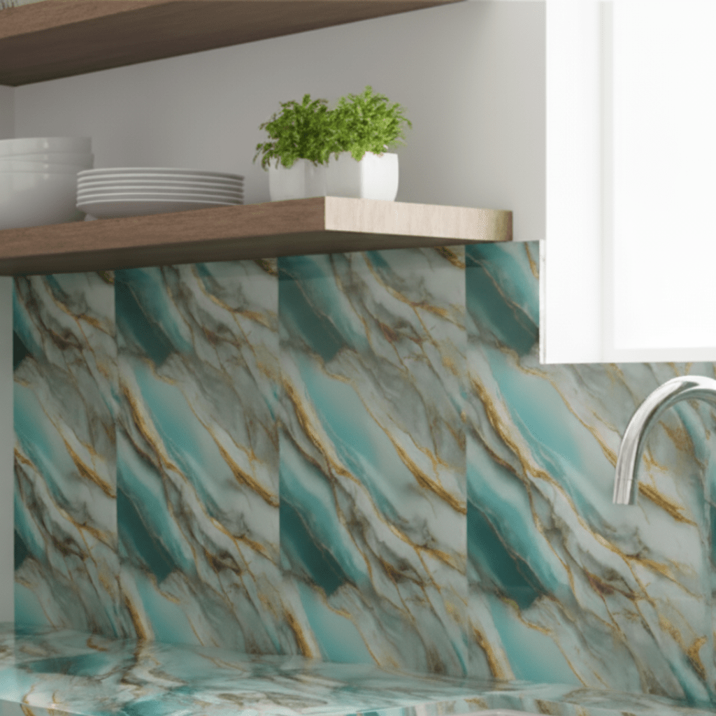 Peel and Stick Wallpaper Marble Effect, Kitchen Wallpaper, Waterproof Bathroom Wallpaper, Kitchen Splashback Sticker_00