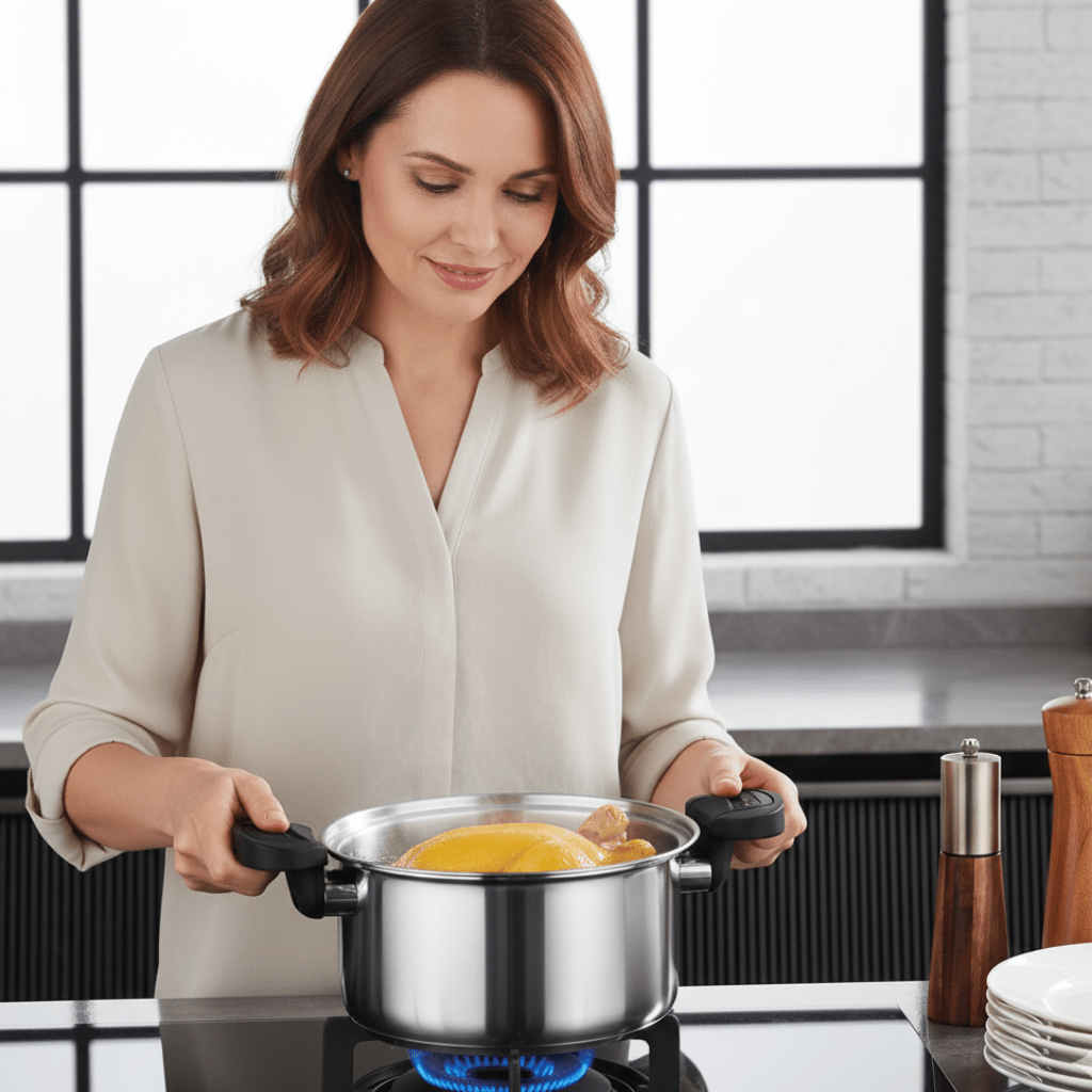 Pressure Cooker Stainless Steel Pot 3.5 l or 5 l, Induction Pressure Cooker with Safety Lock, Camping Cookware_02