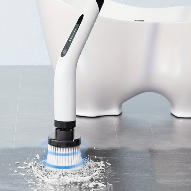 Cordless Electric Scrubbing Brush, Long Handle Scrubbing Brush with 7 Heads, Electric Cleaning Brush for Bathroom_03