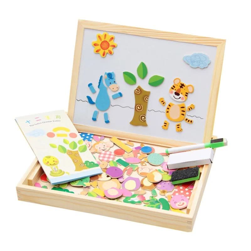Magnetic Board for Kids, Drawing Board with Magnetic Cards, 3D Wooden Puzzle and Magnetic Game, Wooden Toys for Travel_17