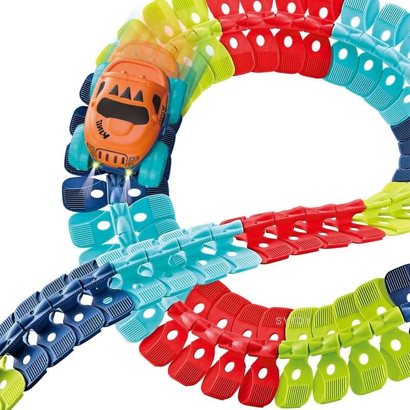Flexible Car Track, Race Track Set with Loops and Racing Car, Bendable Toy Car Tracks with 46 to 184 Pieces