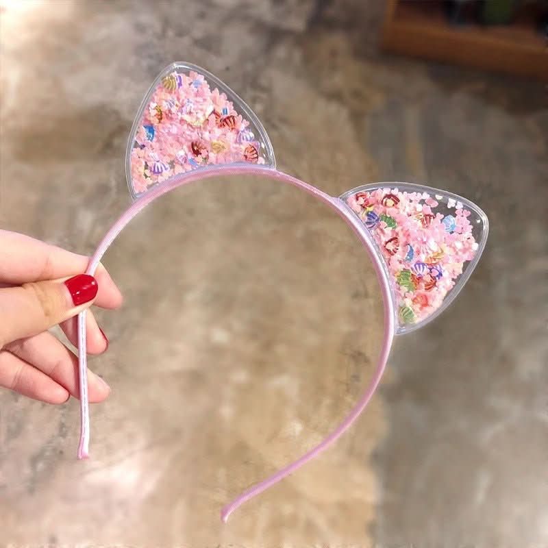 Hair Bands with Cat Ears, Glitter Headband for Women