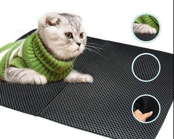 Cat Litter Mat Non Slip, Cat Litter Box Mat with Double Layer Honeycomb, Litter Tray Mat 30 x 45 cm or 55 x 75 cm_04