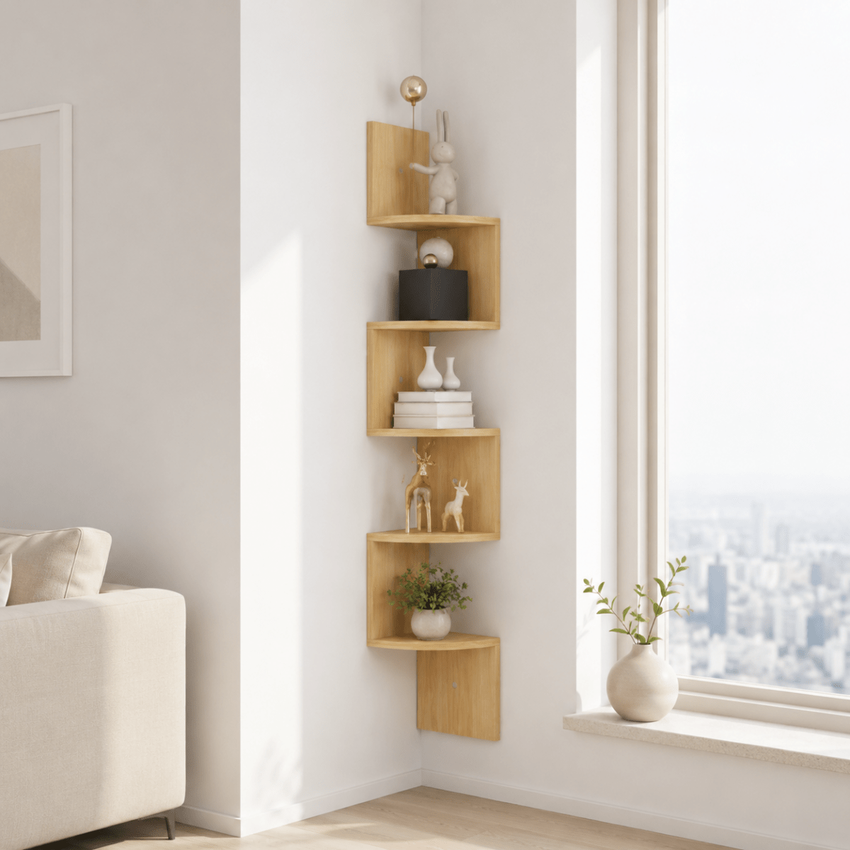 Corner Shelf, Wall Mounted Corner Shelf Unit in MDF