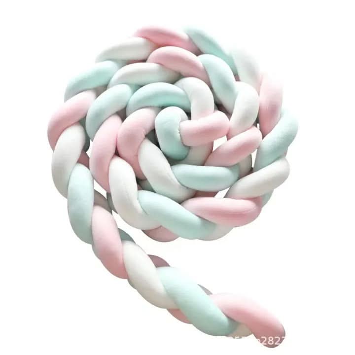 Braided Cot Bumper, Cotton Woven Crib Bumper in 1 to 4 m Lengths, Nursery Decor in Solid Colours_33