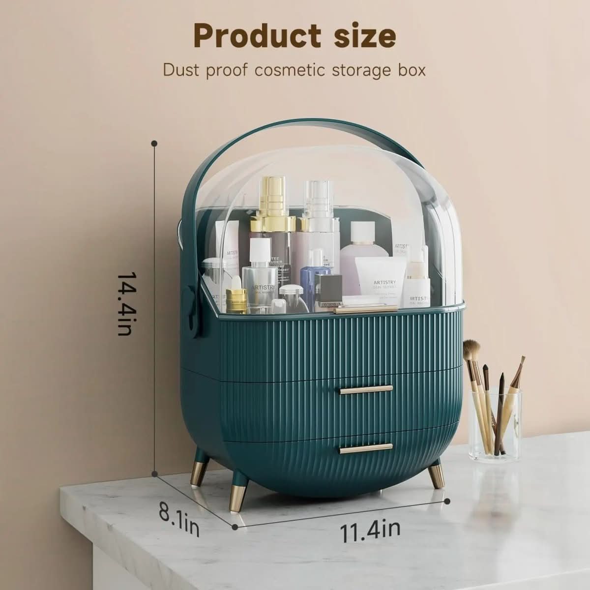 Makeup Organiser, Clear Cosmetic Organiser Box, Dustproof Makeup Storage Box with Compartments and Makeup Brush Holder_18
