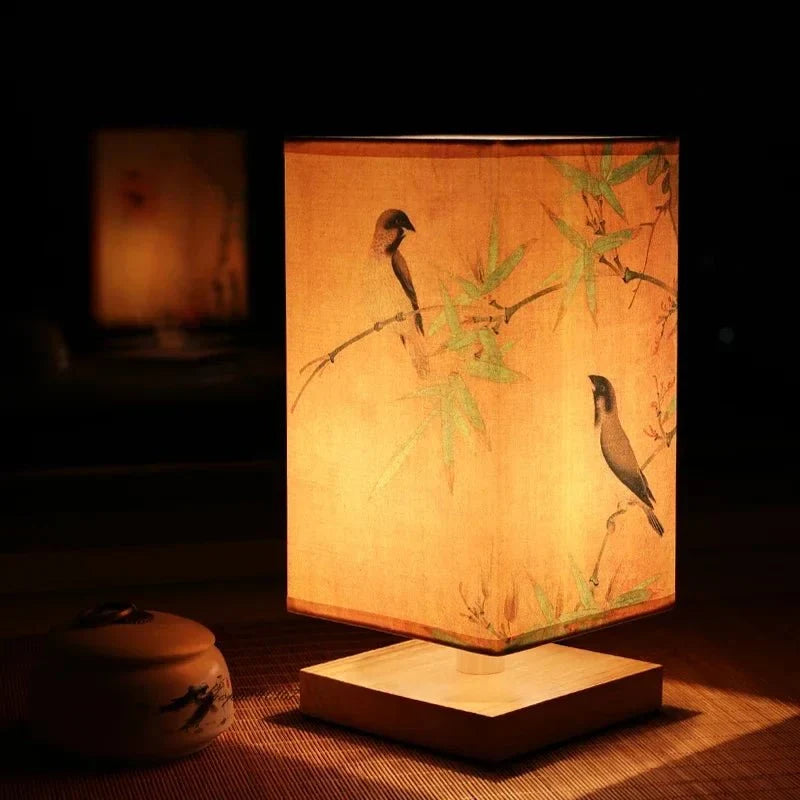 Living Room Wall Lights, Wooden Wall Lamp with Fabric Lamp Shade, Scandinavian Wall Sconce for Bedroom and Hallway