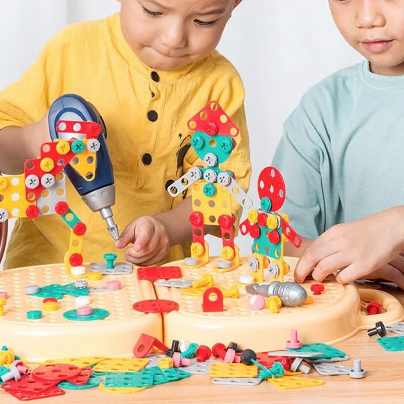 Construction Toys with Mini Drill, Building Toys Set of 203 Pieces, Toy Drill Kit, Toys for 6 Year Olds and Up