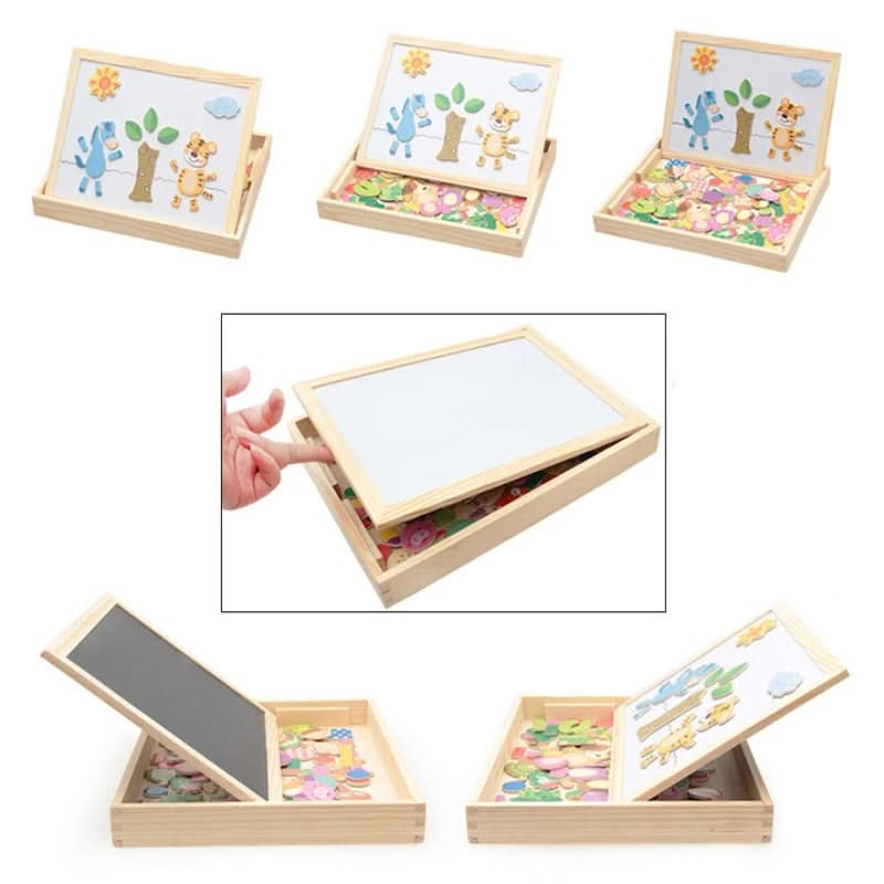 Magnetic Board for Kids, Drawing Board with Magnetic Cards, 3D Wooden Puzzle and Magnetic Game, Wooden Toys for Travel_12
