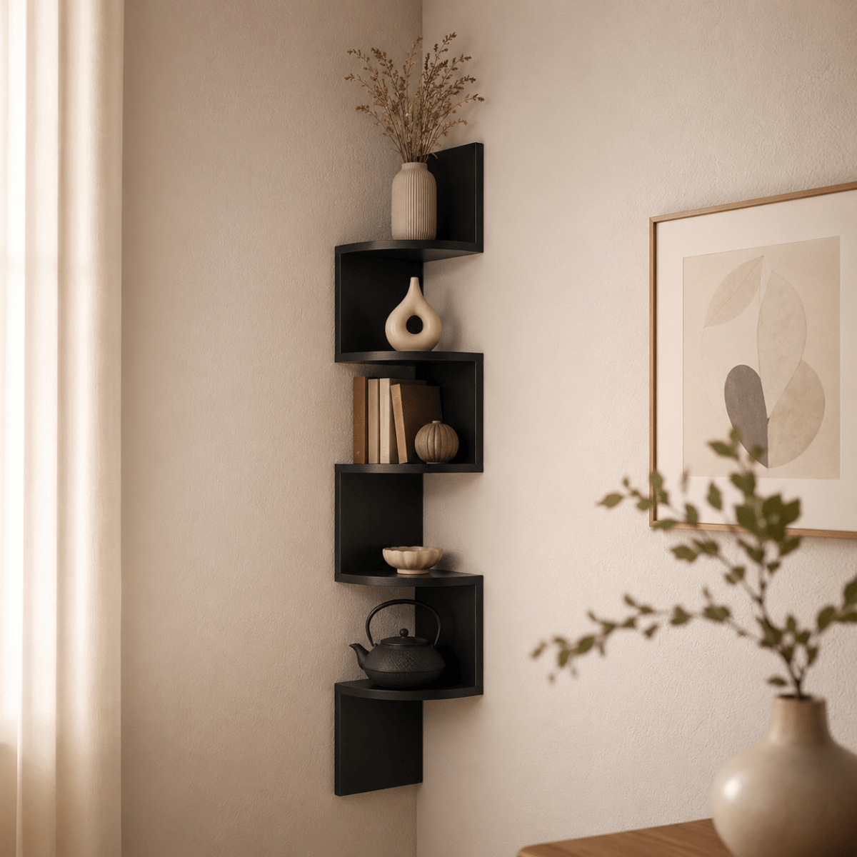 Corner Shelf, Wall Mounted Corner Shelf Unit in MDF – image 4