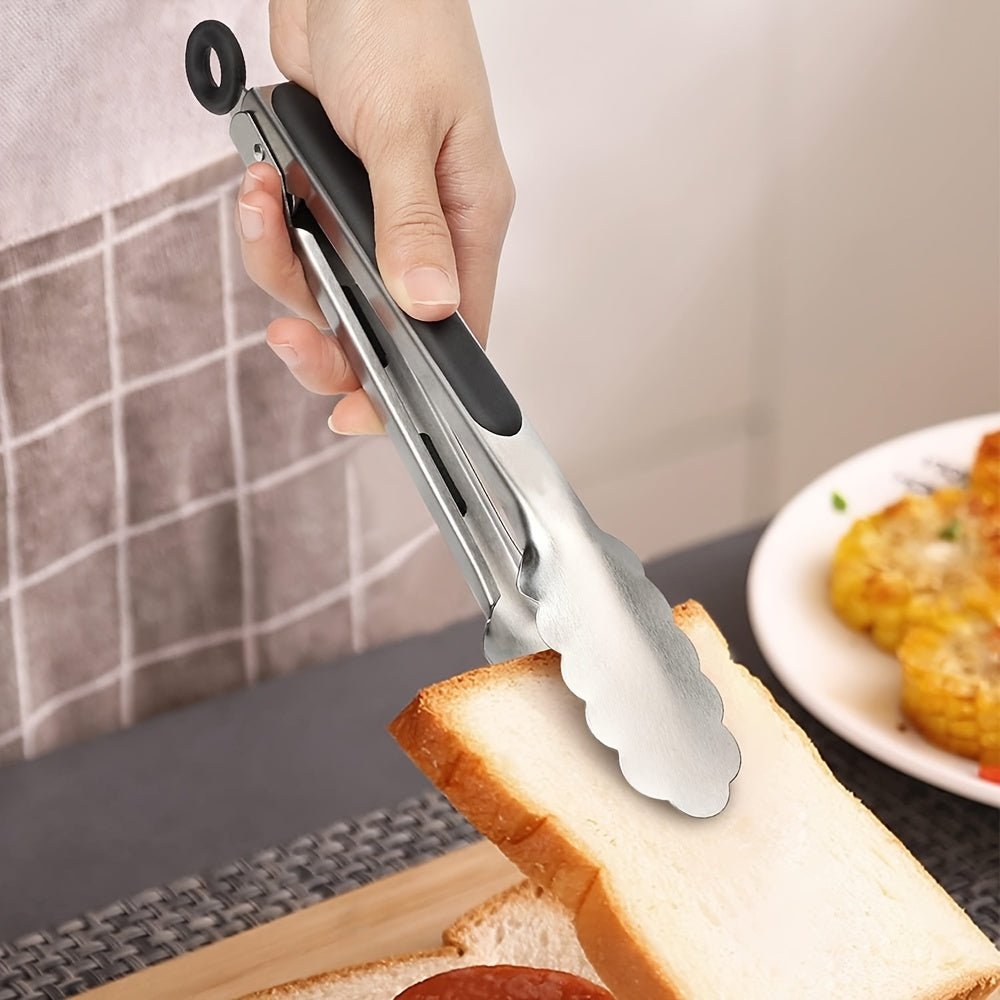 Kitchen Tongs Set of 2 with Silicone Handles, Stainless Steel BBQ Tongs 22.86 cm and 30.48 cm, Kitchen Utensils