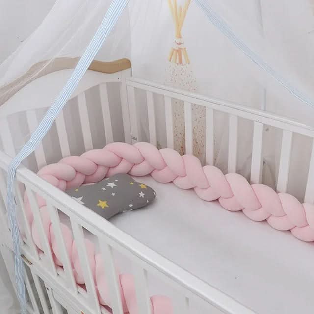 Braided Cot Bumper, Cotton Woven Crib Bumper in 1 to 4 m Lengths, Nursery Decor in Solid Colours_12