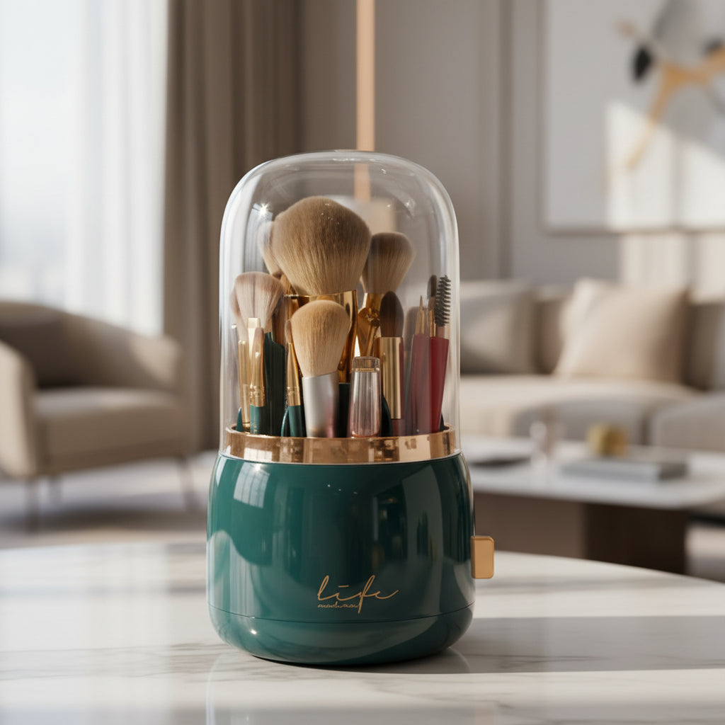 Makeup Organiser, Clear Cosmetic Organiser Box, Dustproof Makeup Storage Box with Compartments and Makeup Brush Holder_19