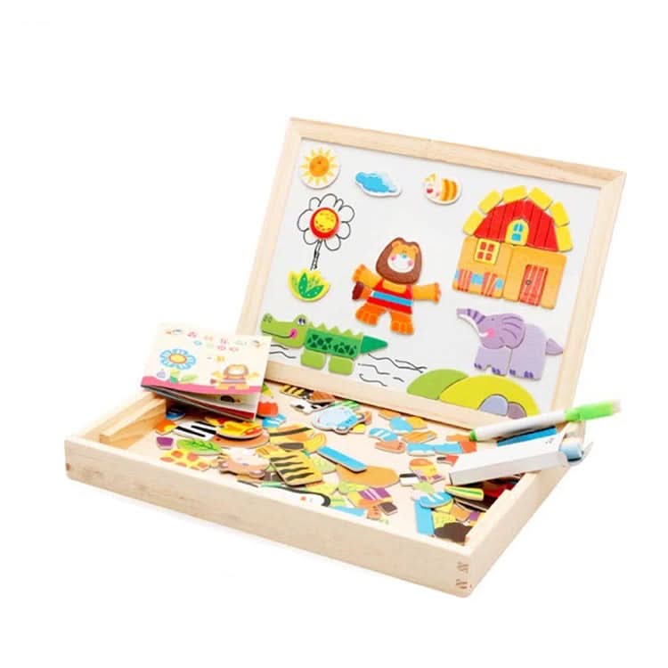 Magnetic Board for Kids, Drawing Board with Magnetic Cards, 3D Wooden Puzzle and Magnetic Game, Wooden Toys for Travel_21