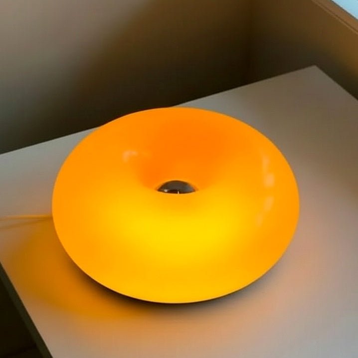 LED Wall Light, Glass Table Lamp, Dimmable Touch Lamp with 3 Light Colours, Donut Lamp in Orange or White