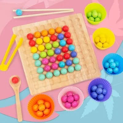 Colour Sorting and Counting Game, Montessori Toys with 80 Wooden Beads and Tray – image 4