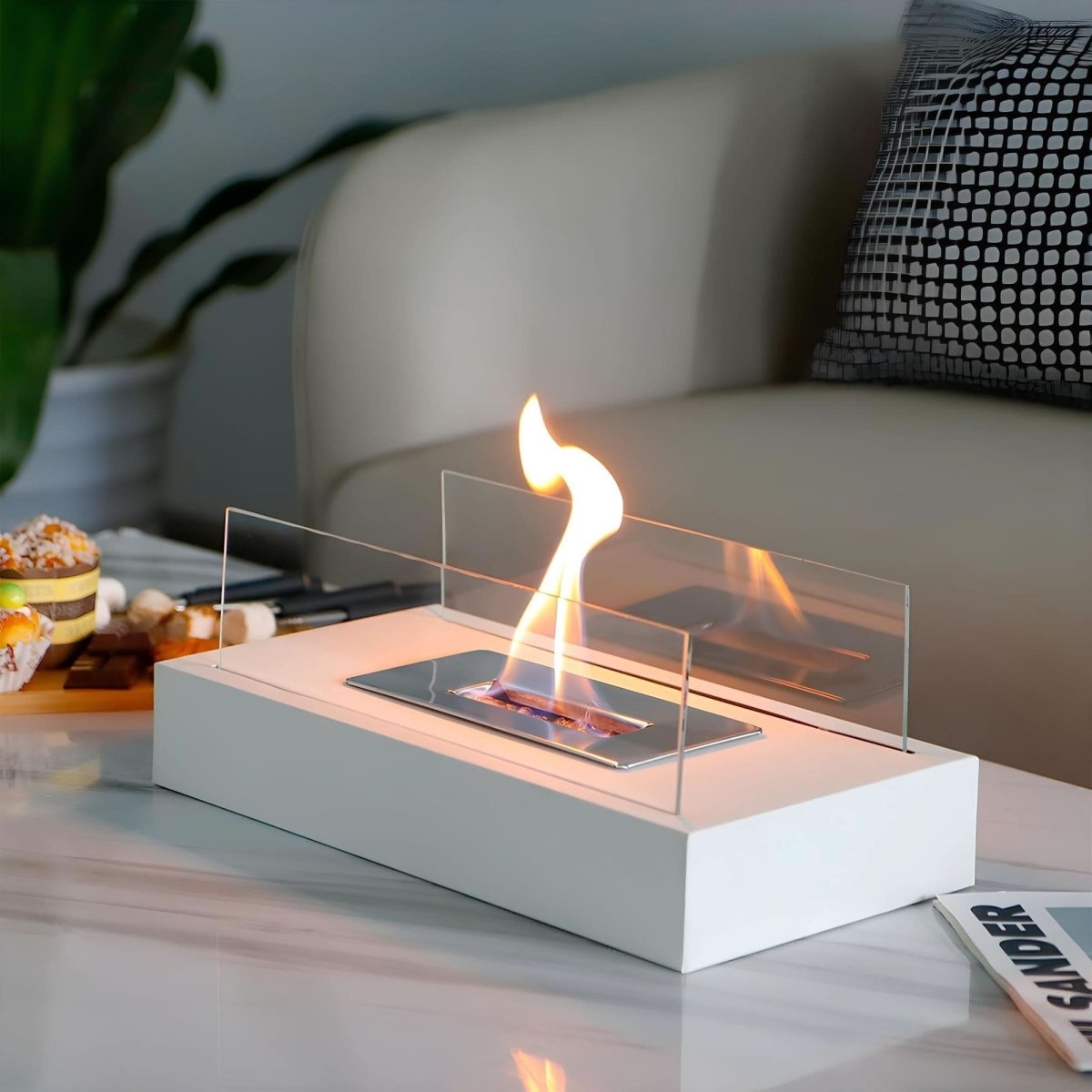 Bioethanol Fireplace Tabletop, Smokeless Fire Pit for Indoor and Outdoor