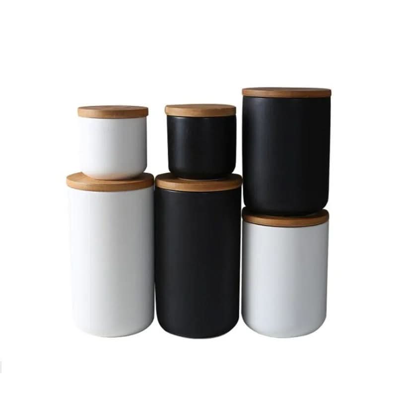Ceramic Storage Jars with Bamboo Lid, Airtight Food Storage Containers 260 to 1000 ml, Kitchen Storage Jars for Pantry_05