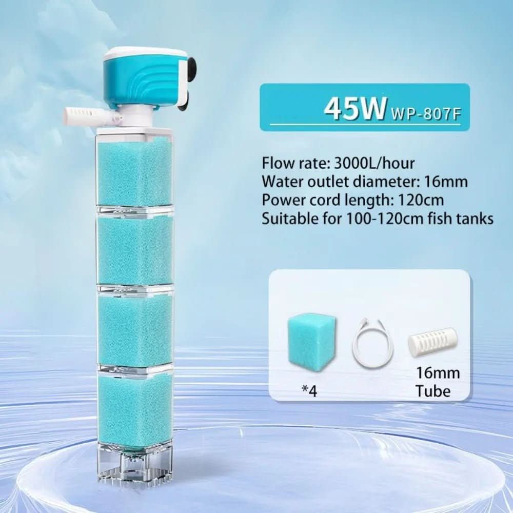 Fish Tank Filter, 5 in 1 Aquarium Filter for Crystal Clear Water, Internal Aquarium Pump and Filter with Adjustable Flow_12