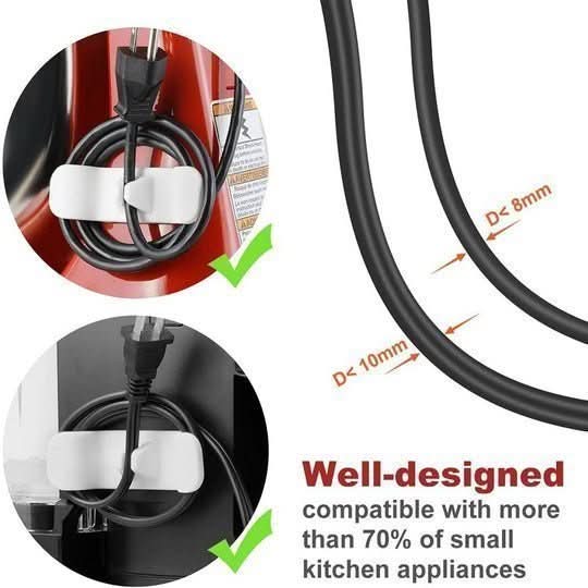 Cable Holder for Kitchen Appliances, Cable Tidy Cord Winder with Adhesive, Cable Management for Mixer and Toaster_05