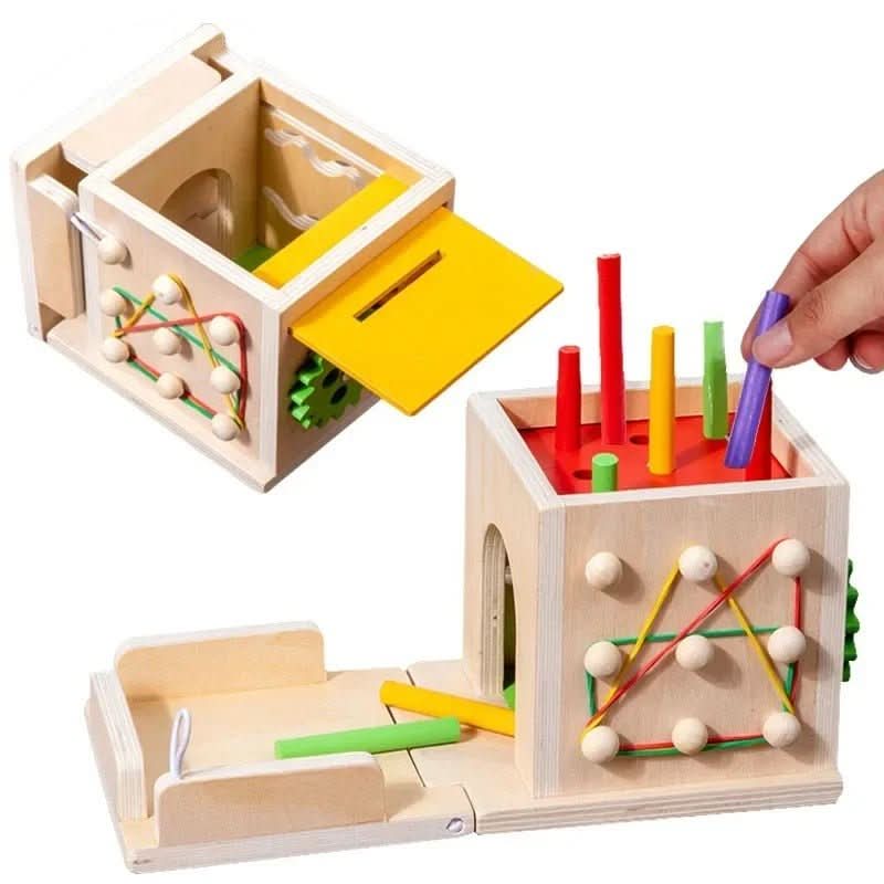 Activity Cube for Babies, Montessori Wooden Toys with 8 Learning Activities, Baby Toys from 6 Months, Activity Centre_04