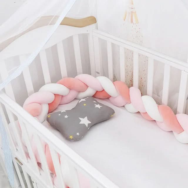 Braided Cot Bumper, Cotton Woven Crib Bumper in 1 to 4 m Lengths, Nursery Decor in Solid Colours_15