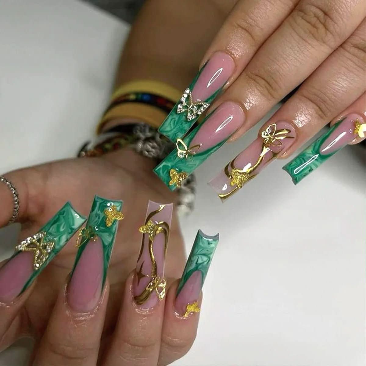 Pink Press On Nails with Glue, 24 Stick On Nails – image 14