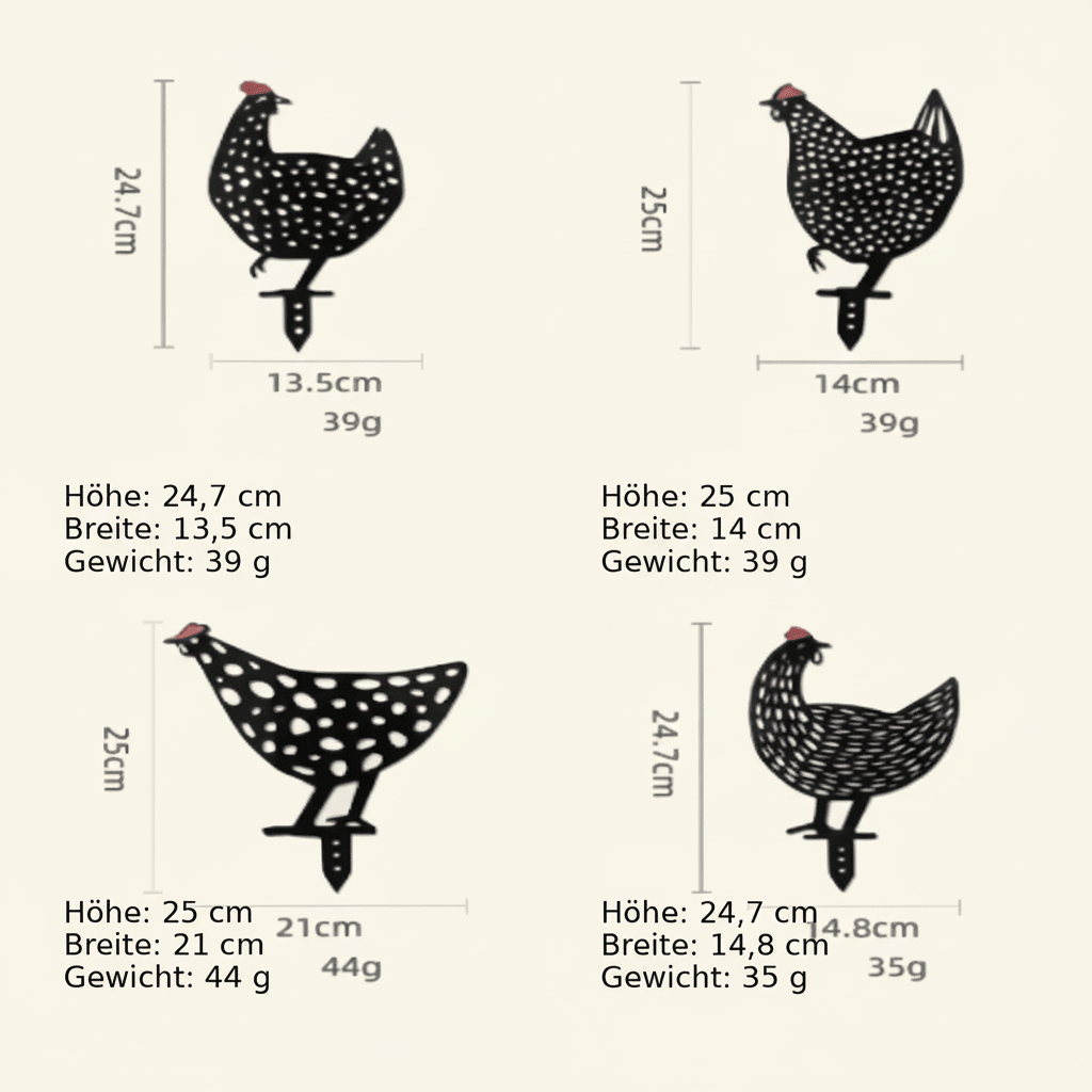 Garden Ornaments, Chicken Garden Ornaments Set of 5, Metal Garden Decorations with Stakes, Outdoor Decoration_03