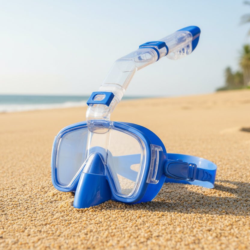 Full Face Snorkel Mask, Foldable Snorkelling Mask with 180 Degree Panoramic View for Travel and Water Sports