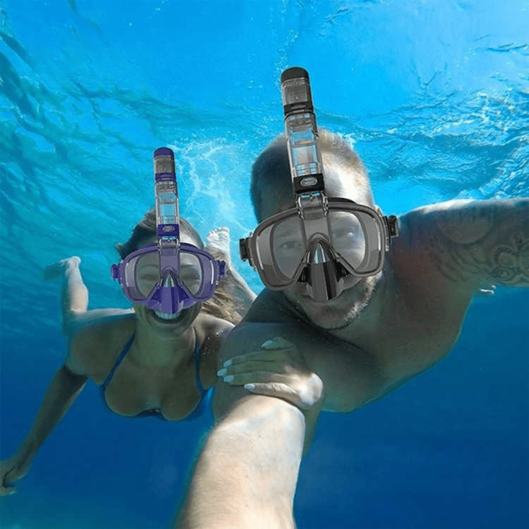 Full Face Snorkel Mask, Foldable Snorkelling Mask with 180 Degree Panoramic View for Travel and Water Sports – image 4