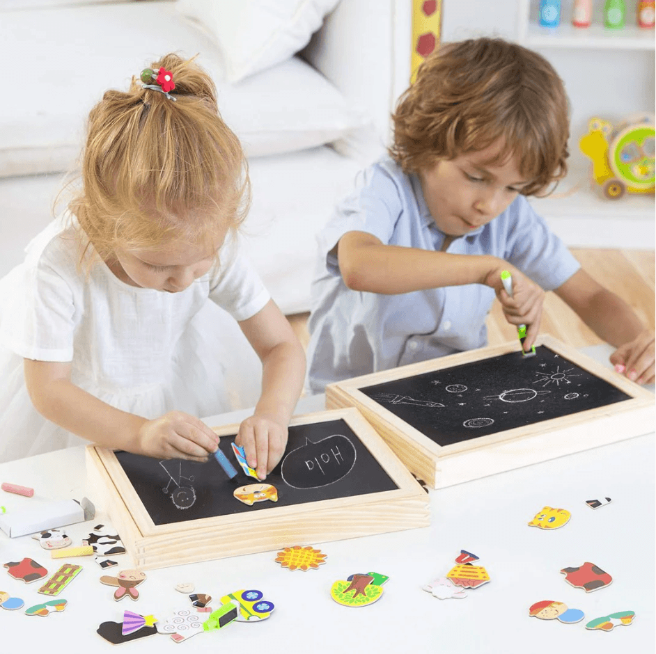 Magnetic Drawing Board, Double Sided Magnetic and Chalkboard with Letters or Shapes, Learning Toys for 3 Year Olds_02