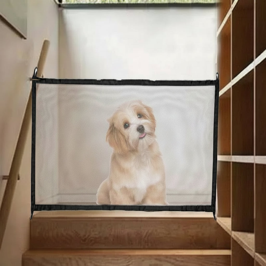 Pet Safety Net Without Drilling, Stair Gate for Dogs, Doorway Dog Gate with Hooks and Strap, Portable Pet Gate_00