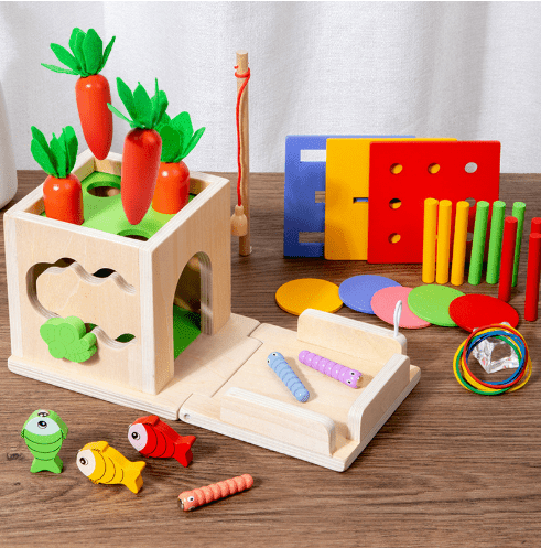 Activity Cube for Babies, Montessori Wooden Toys with 8 Learning Activities, Baby Toys from 6 Months, Activity Centre
