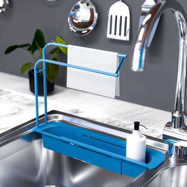 Kitchen Organiser for Sink, Adjustable Sink Caddy for Sponges and Brushes, Sink Tidy for Cleaning Supplies_02
