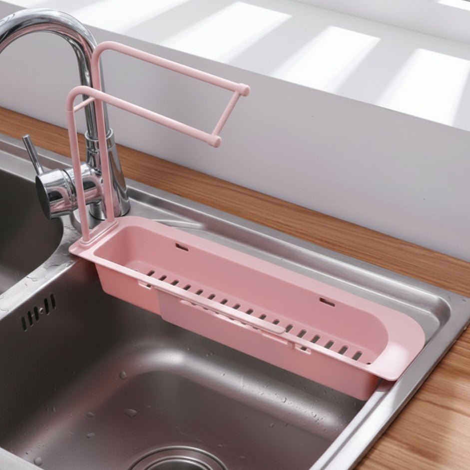 Kitchen Organiser for Sink, Adjustable Sink Caddy for Sponges and Brushes, Sink Tidy for Cleaning Supplies