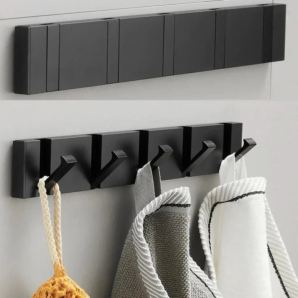 Coat Hooks, Folding Wall Hooks for Towels and Bags, Aluminium Wall Coat Rack, Self Adhesive Hooks or Screw Fixing_05
