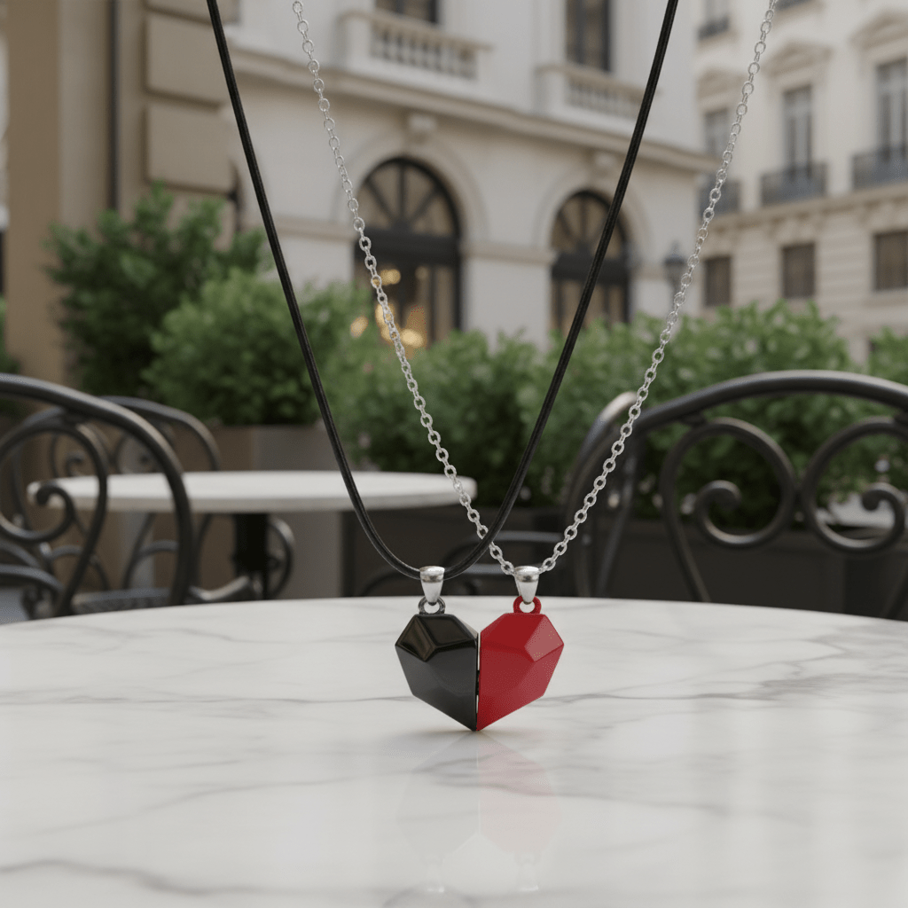 Heart Pendant Necklaces for Couples, Magnetic Heart Necklace Set of 2, Matching Love Necklace, Gift for Her or Him_00