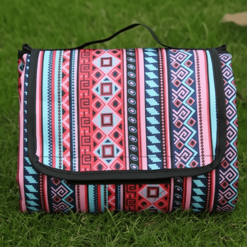 Waterproof Picnic Blanket, Large Picnic Mat for Camping and Beach, Camping Blanket with Ethnic Stripes, Beach Blanket_00