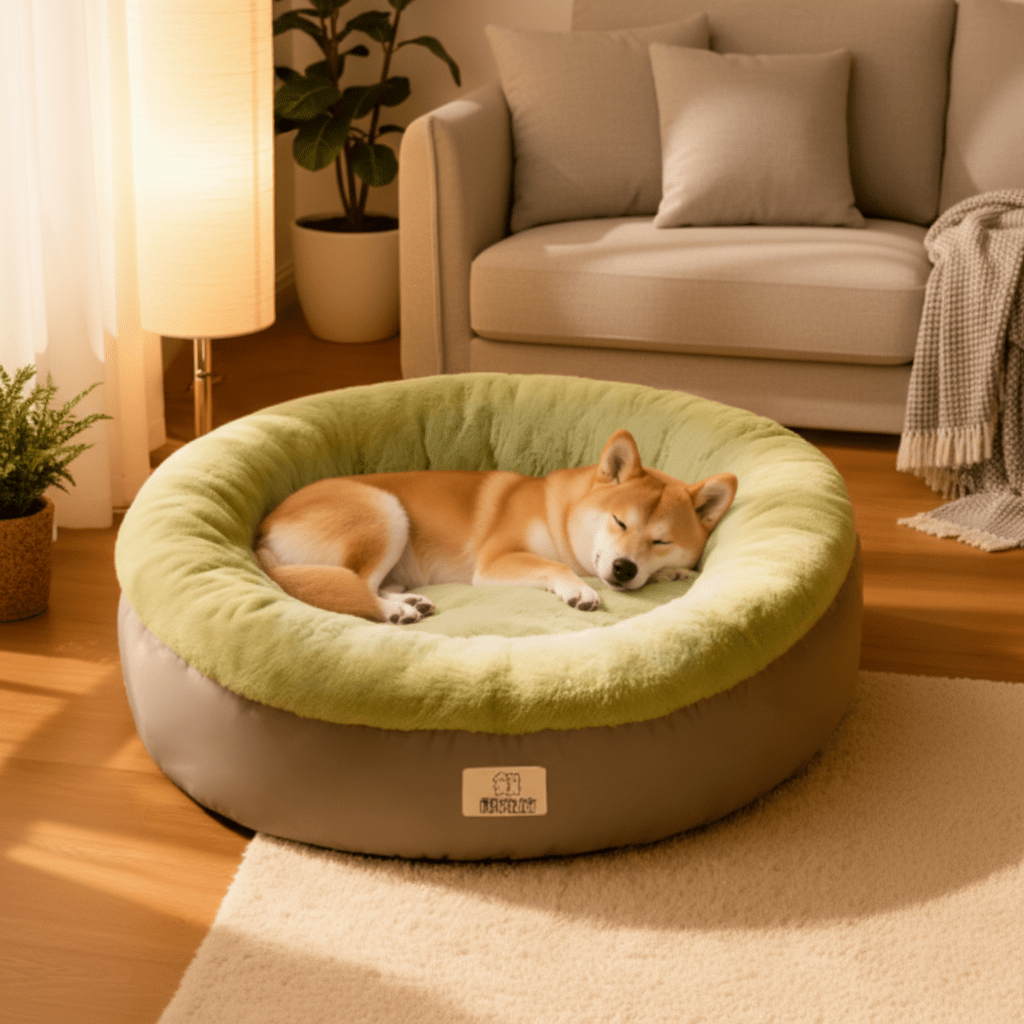 Donut Dog Bed for Crate, Small Dog Bed in Arctic Fleece with Raised Sides, Round Pet Bed for Small and Medium Dogs_00