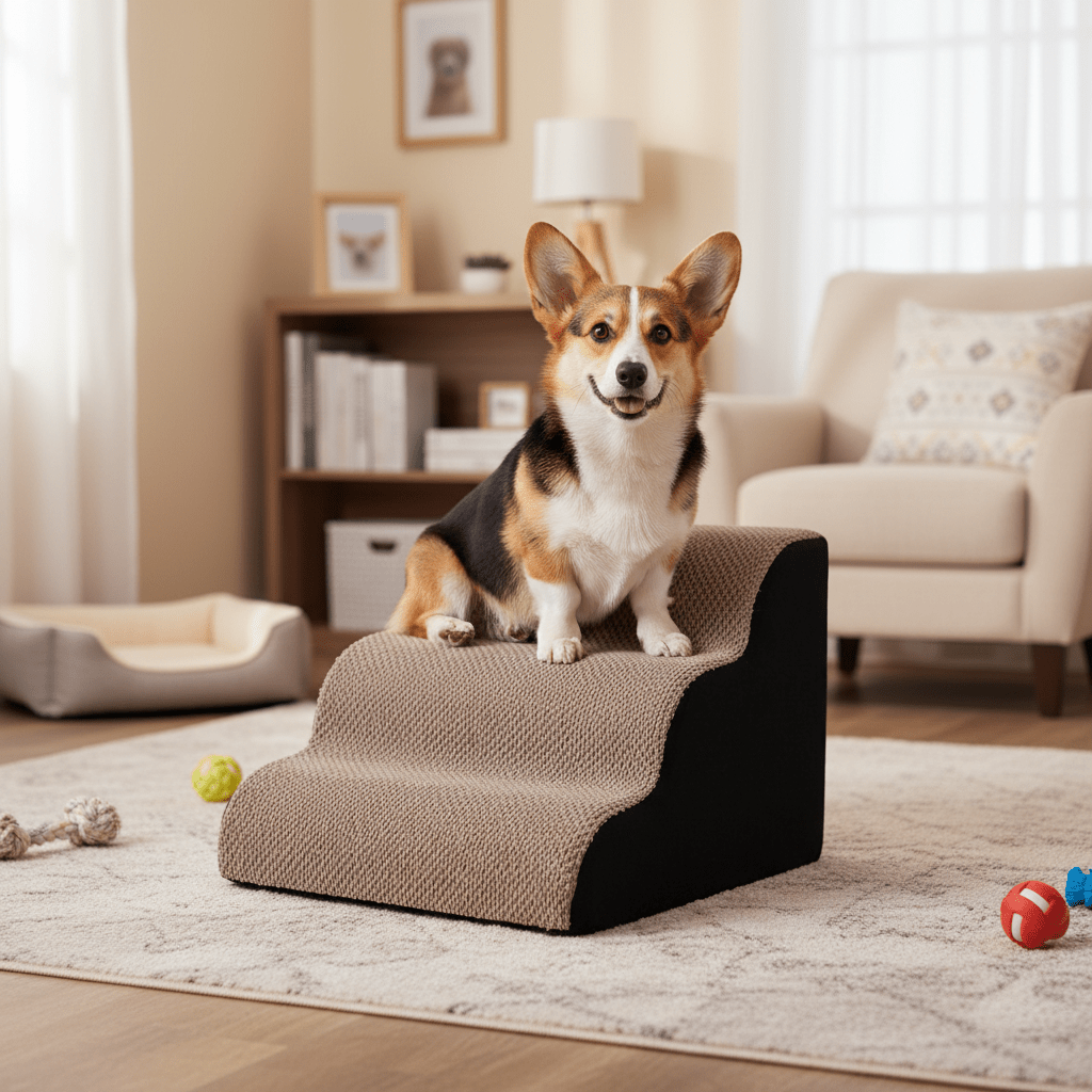 Dog Bed Stairs, High Density Foam Dog Steps for Bed and Sofa, Dog Stairs for Small and Older Dogs with 2 or 3 Steps