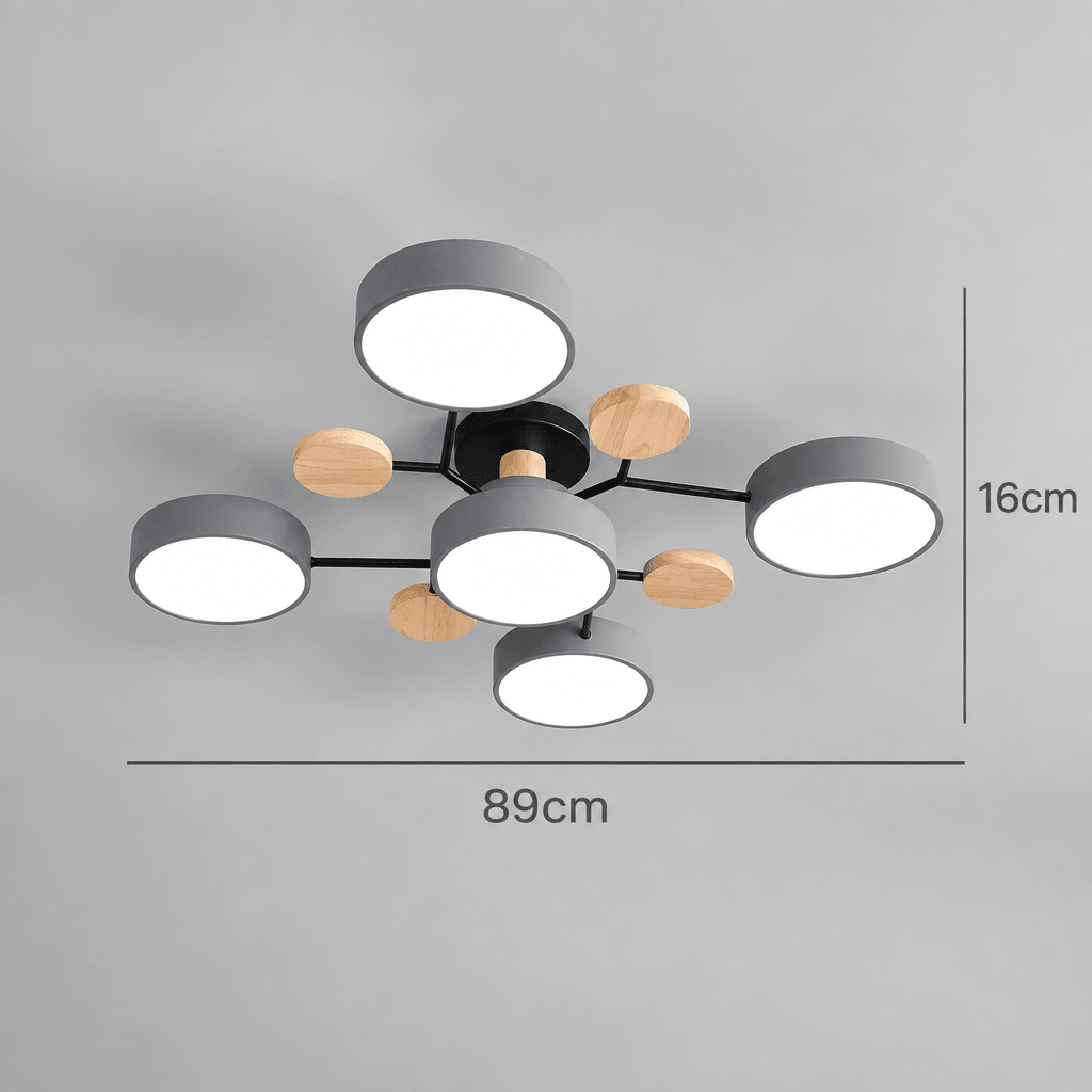 Ceiling Lights for Living Room, Modern LED Ceiling Light, Round Hallway Ceiling Light in Wood and Iron – image 9