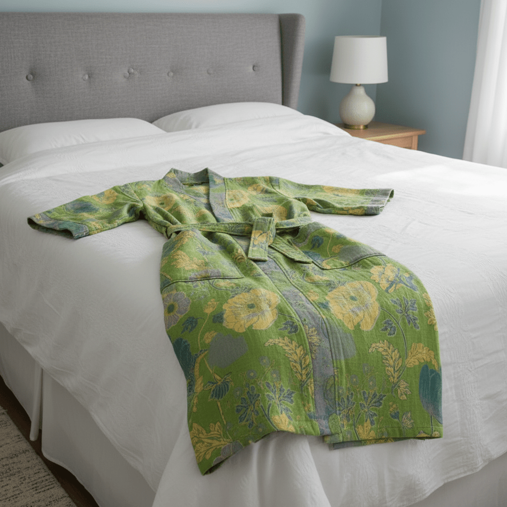 Lightweight Dressing Gown, Summer Dressing Gown in Organic Cotton, Kimono Dressing Gown, Kimono Robe for Home and Spa_03