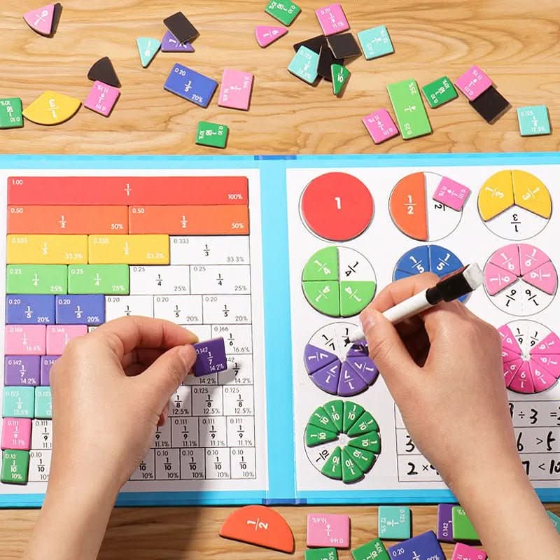 Fraction Circles, Fraction Games for Kids with 50 Pieces, Maths Manipulatives for Home and School, Toys for 6 Year Olds