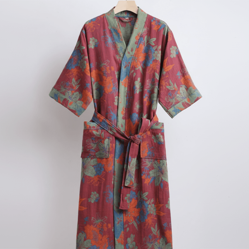 Lightweight Dressing Gown, Summer Dressing Gown in Organic Cotton, Kimono Dressing Gown, Kimono Robe for Home and Spa_06
