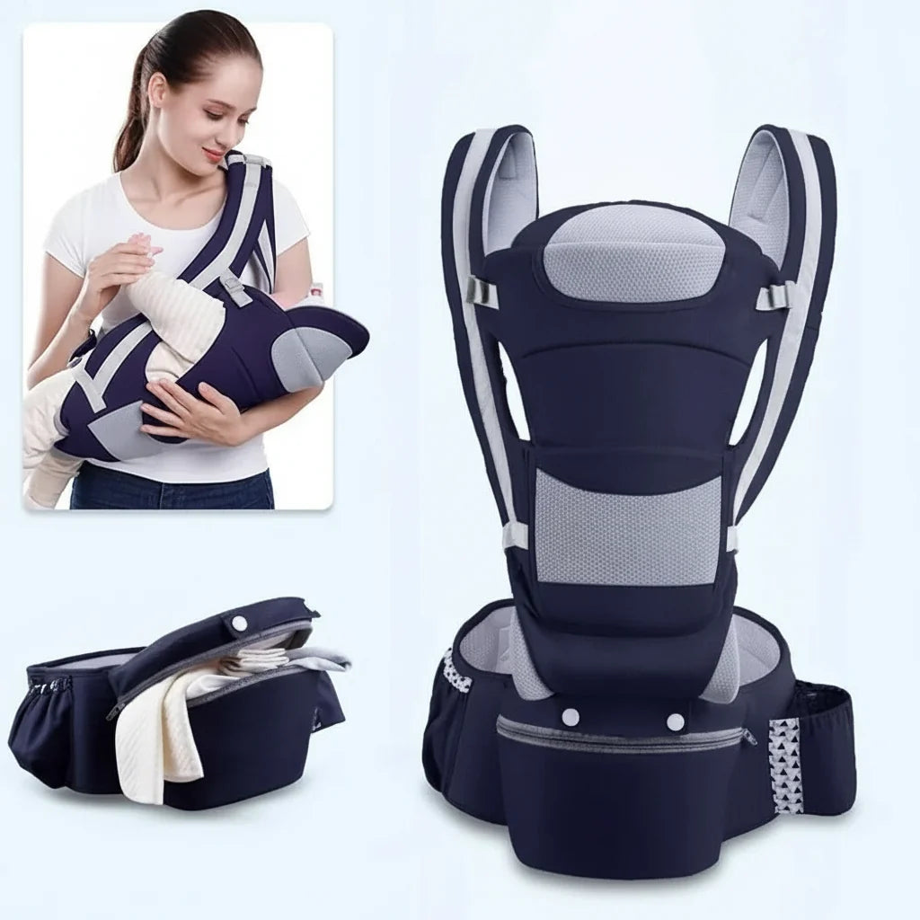 Baby Carrier with Hip Seat, Ergonomic Toddler Carrier up to 18 kg, 100% Cotton Baby Carriers with Storage Pockets_05
